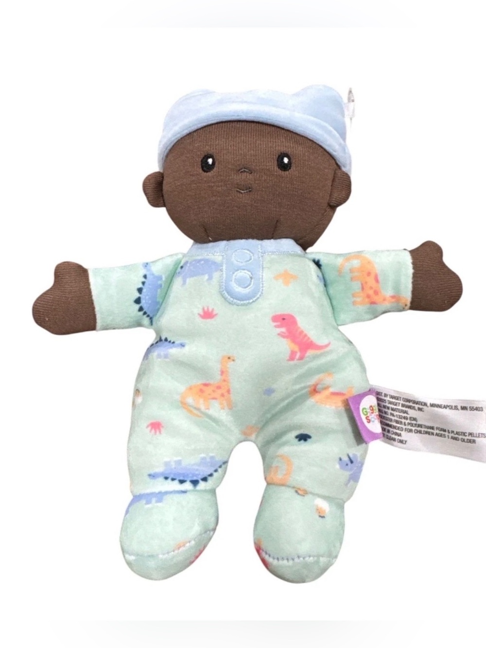 Plush Baby Doll in Light Blue Dino Pajamas